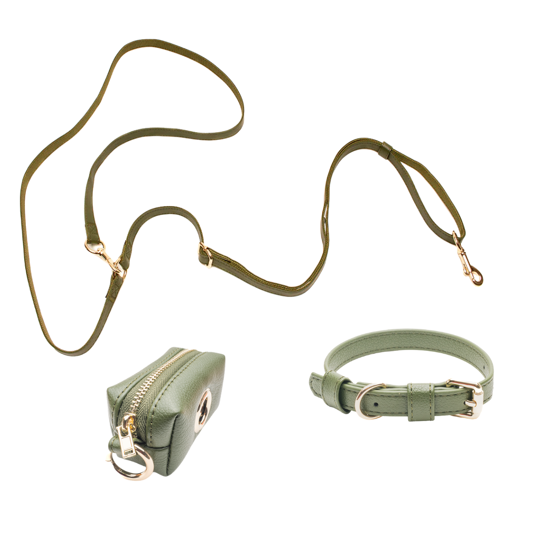 Green Set - Collar + Shoulder + Poop Bag