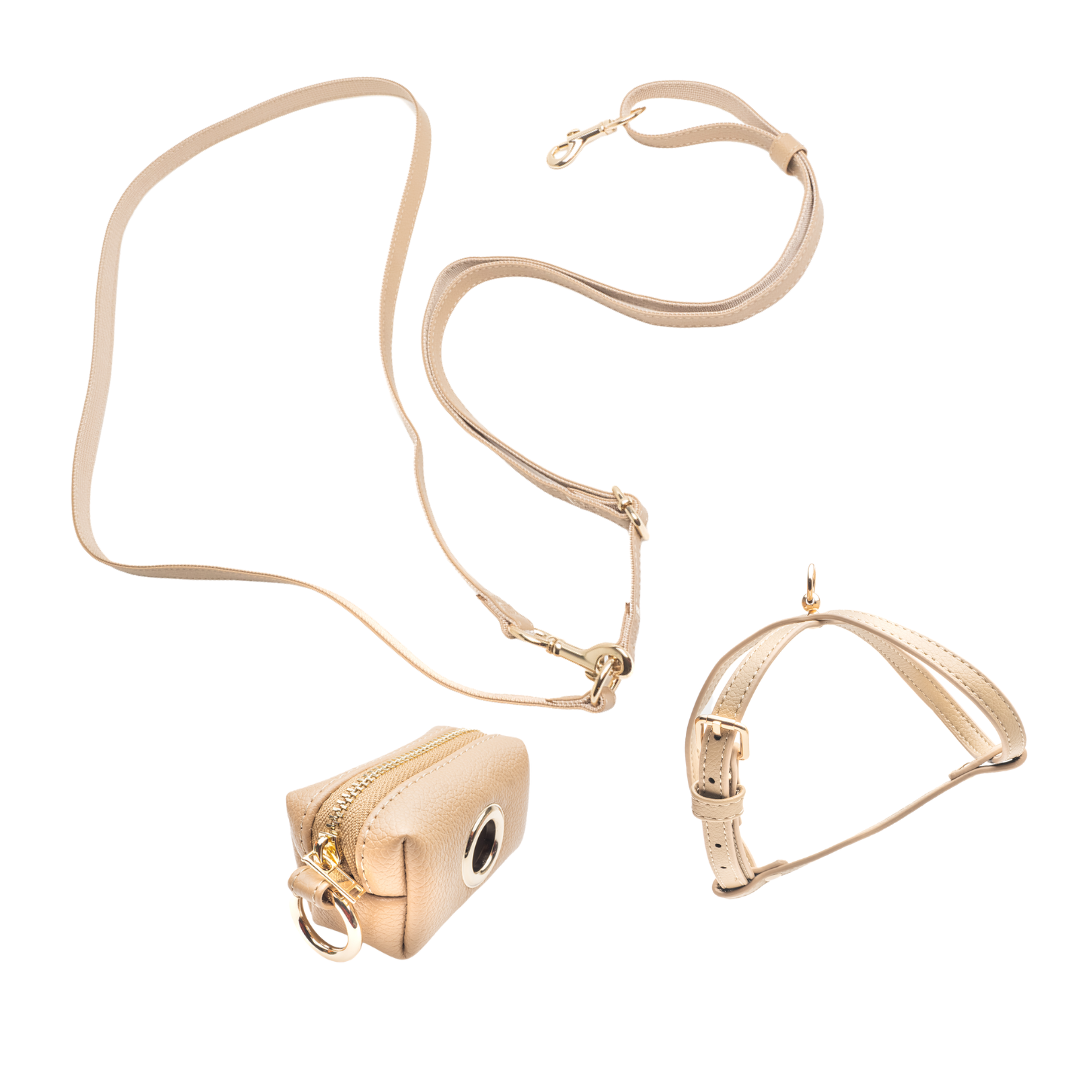Beige Set - Harness + Shoulder + Poop Bag