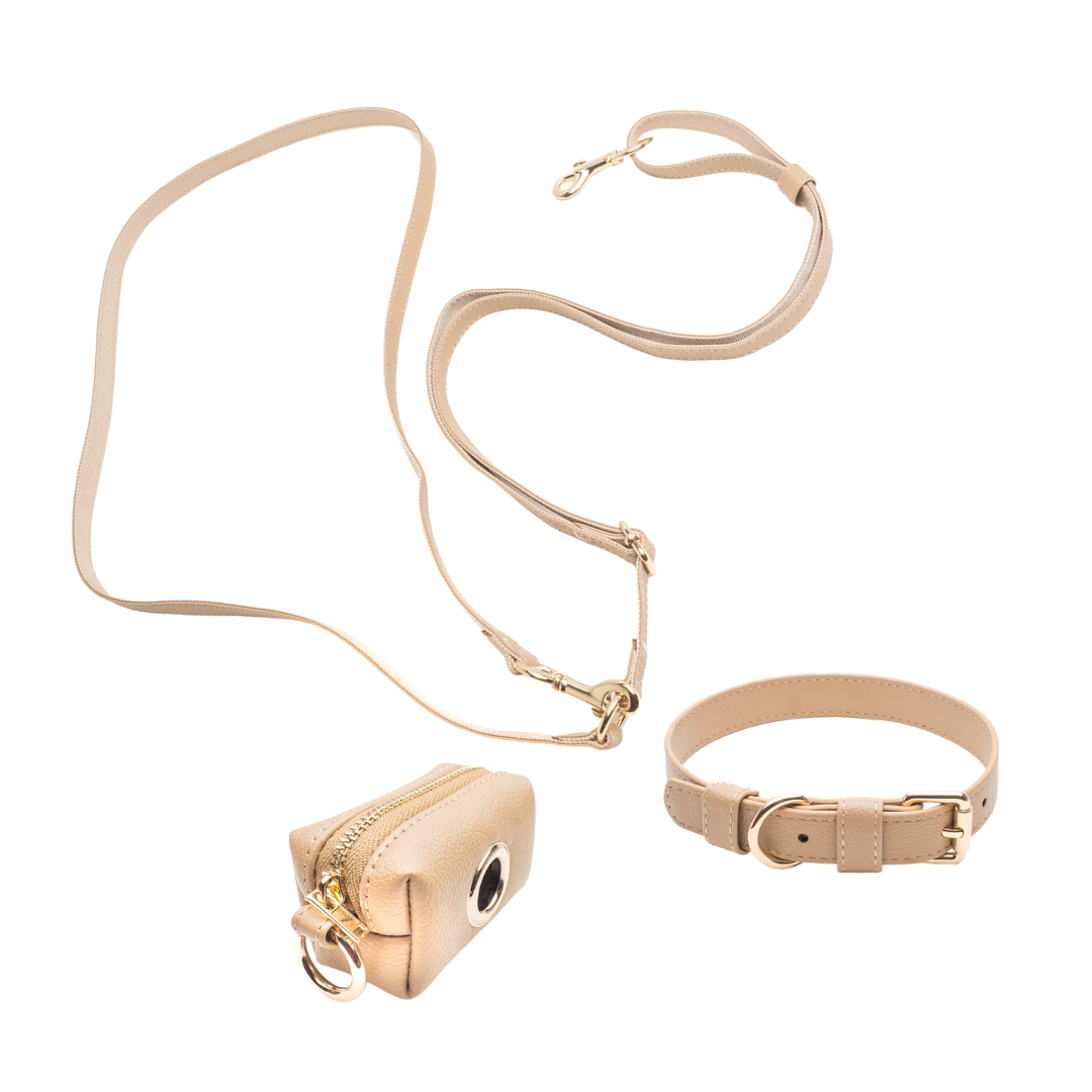 Beige Set - Collar + Shoulder + Poop Bag